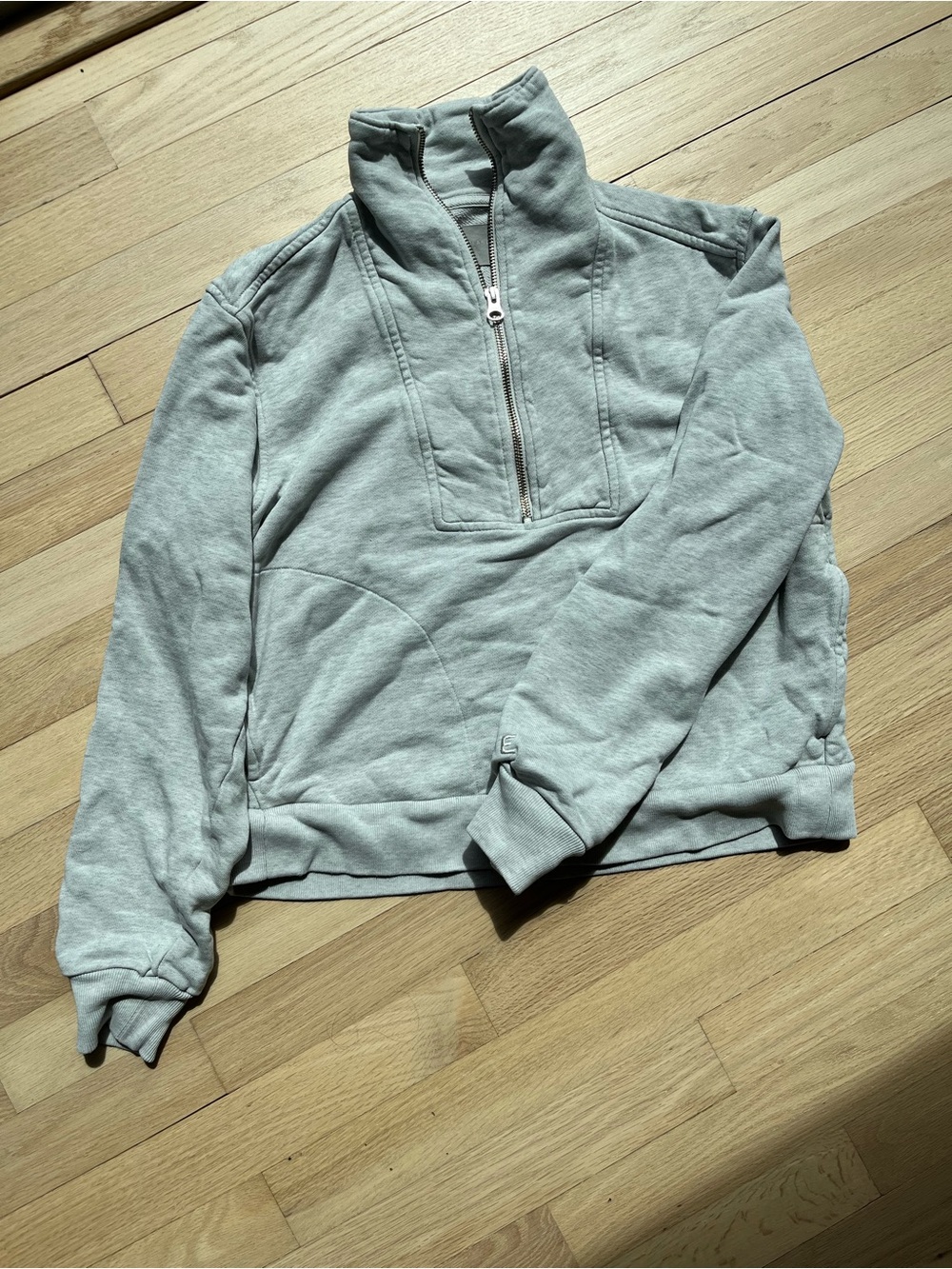 Everlane Track Organic Half-Zip in Light Grey, XS